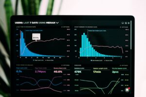 Digitaal dashboard met bedrijfsdata op laptopscherm